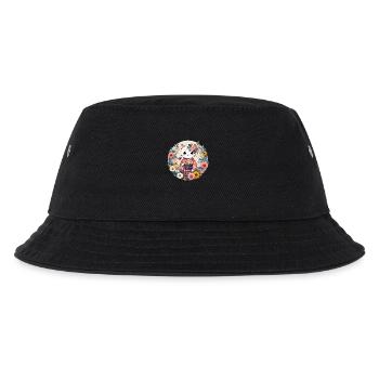 Kimono Katze mit Blumen - Kinder Bucket Hat - Schwarz - Vorne