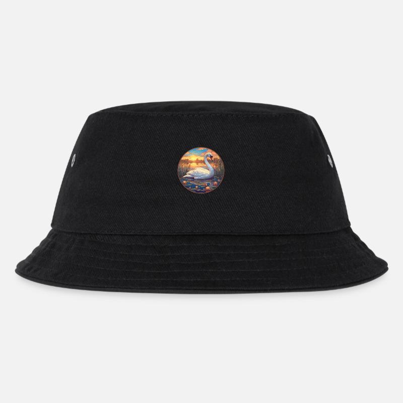 Schwäne Schwan - Kinder Bucket Hat - Schwarz