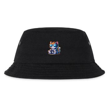 Katze Gaming Gamer - Kinder Bucket Hat - Schwarz - Vorne