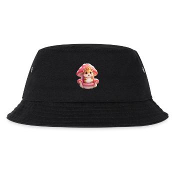 Cute hamster with crown on mushroom throne - Kids’ Bucket Hat - black - Front
