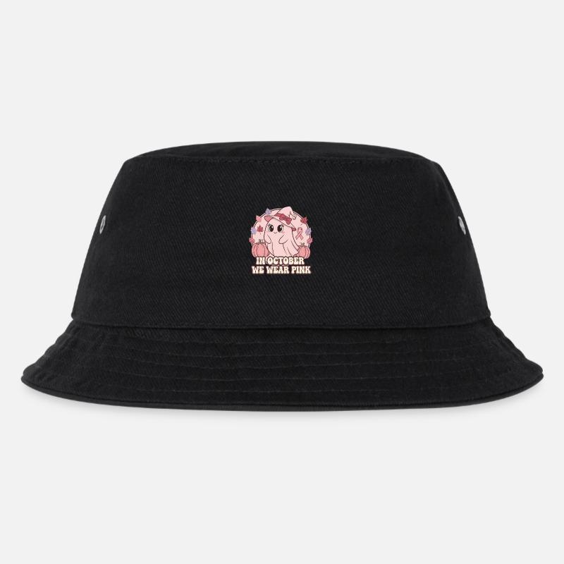 Herbstliches Pinkes Halloween Design - Kinder Bucket Hat - Schwarz
