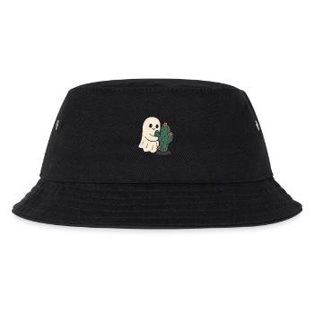 Verspieltes Gespenst mit Kaktusdesign - Kinder Bucket Hat - Schwarz - Vorne