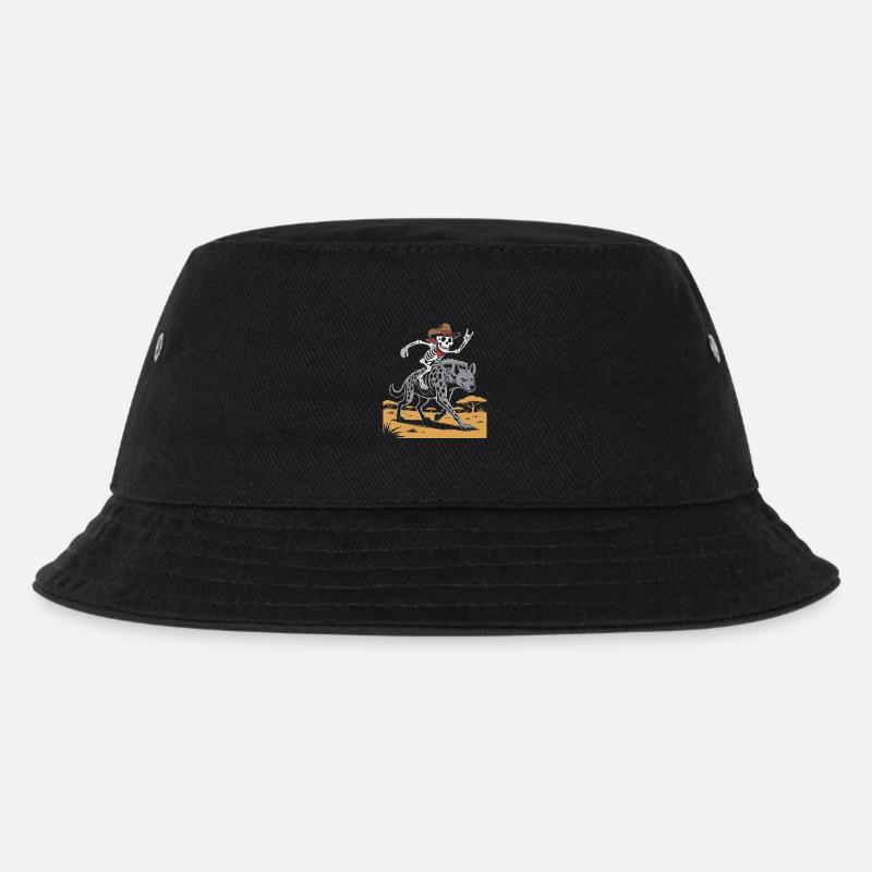 Skelett auf Hyäne im Wildwest-Stil - Kinder Bucket Hat - Schwarz