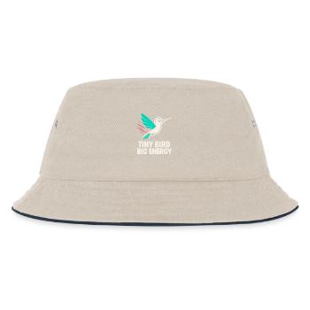 Funny Hummingbird Mem Winziger Vogel Big Energy - Kinder Bucket Hat - Natur/Navy - Vorne