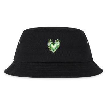 Grünes Aquarell Herz Flora - Kinder Bucket Hat - Schwarz - Vorne