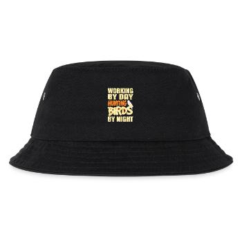 Working Day Hunting Birds by Night Outdoor Humor - Kinder Bucket Hat - Schwarz - Vorne