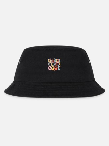 Kindness Is Always Cool Flowers Hearts - Kids’ Bucket Hat - black