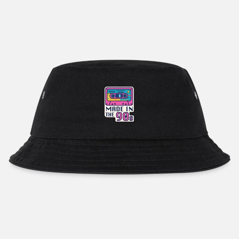 Cassette 90s Nostalgia Design - Kids’ Bucket Hat - black