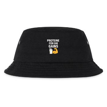 Proteine Für Die Gains - Kinder Bucket Hat - Schwarz - Vorne