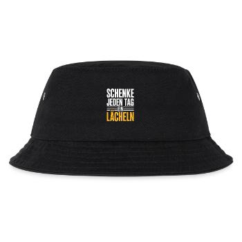 Schenke Jeden Tag Ein Lächeln – Positive Botschaft - Kinder Bucket Hat - Schwarz - Vorne