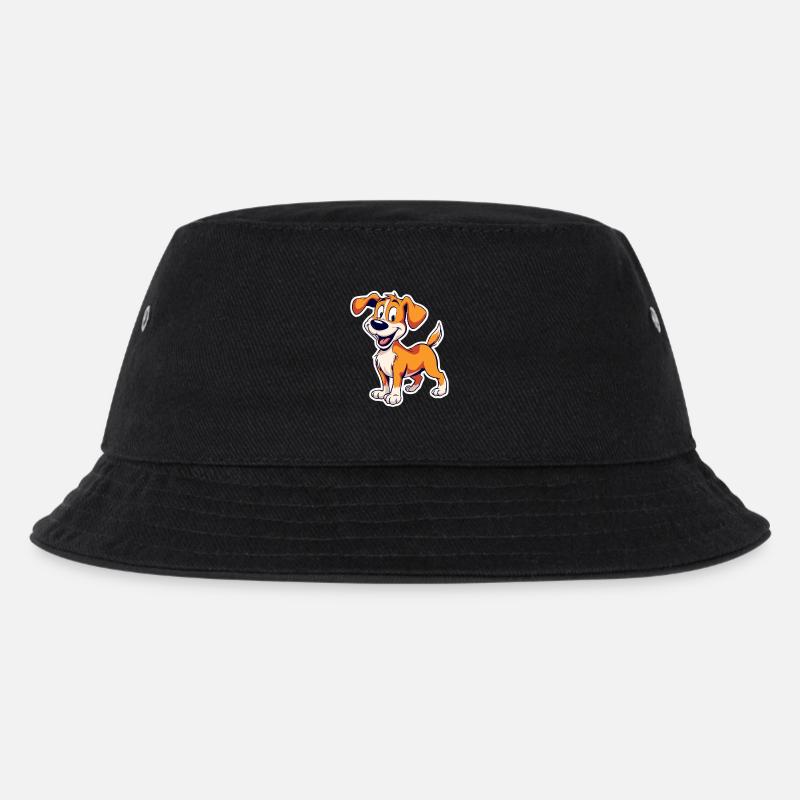 Fröhlicher Straßenhund Cartoon Hund - Kinder Bucket Hat - Schwarz