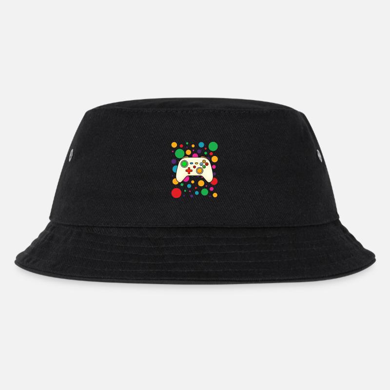 Colorburst Game Controller - Kids’ Bucket Hat - black