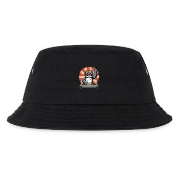 DJ Eule mit Turntables - Kinder Bucket Hat - Schwarz - Vorne