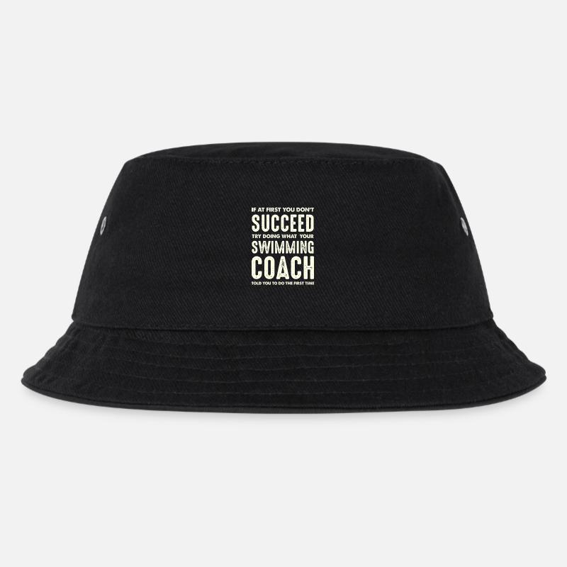 Sinnvoller Spruch Schwimmcoach Motivation - Kinder Bucket Hat - Schwarz