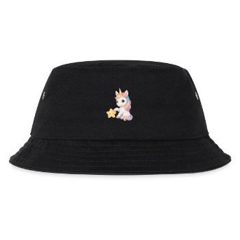 Regenbogen Mädchen Einhorn Unicorn - Kinder Bucket Hat - Schwarz - Vorne