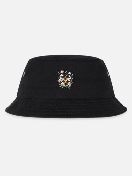 Biene im Blütenrahmen - Kinder Bucket Hat - Schwarz