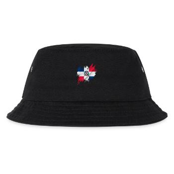 Dominikanische Flagge, zerrissener Stil - Kinder Bucket Hat - Schwarz - Vorne