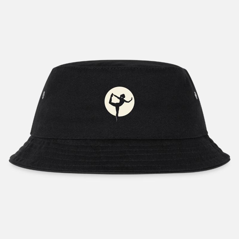 Yoga Silhouette Tänzer Pose vor Mond - Kinder Bucket Hat - Schwarz
