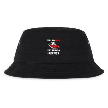 Panda im roten Cabrio erlaubt - Kinder Bucket Hat - Schwarz - Vorne