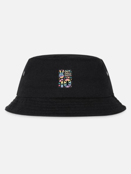 10. Geburtstag Mädchen | Doppelter Ziffern-Spaß - Kinder Bucket Hat - Schwarz