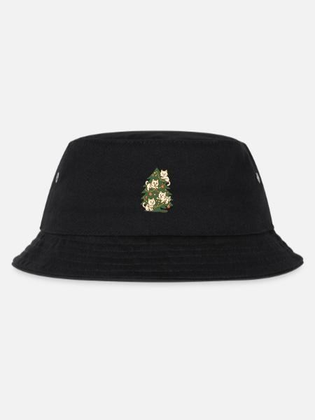 Lustige Katze Weihnachtsbaum Familie Urlaub Design - Kinder Bucket Hat - Schwarz