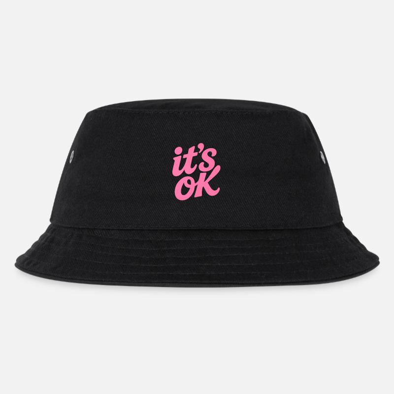 Pinkes It’s OK Schriftzug - Kinder Bucket Hat - Schwarz
