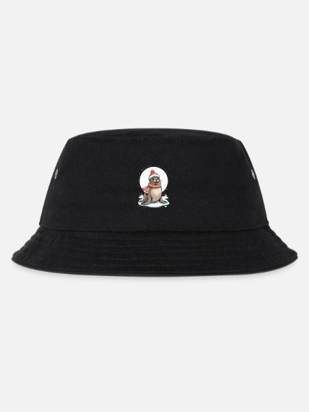 Winterliches Robbe mit Schal - Kinder Bucket Hat - Schwarz