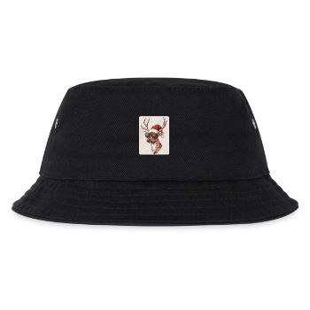 Rentier Hirsch Geweih Reindeer Vintage Weihnachten - Kinder Bucket Hat - Schwarz - Vorne