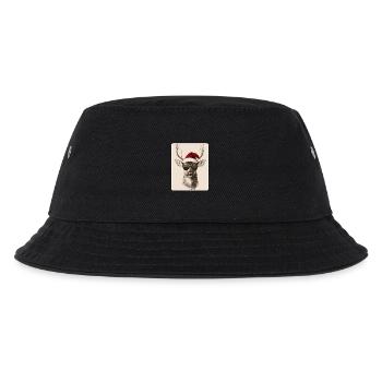Rentier Hirsch Geweih Reindeer Vintage Weihnachten - Kinder Bucket Hat - Schwarz - Vorne