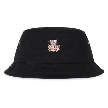 Leopard Junges mit Blütenkranz - Kinder Bucket Hat - Schwarz - Vorne