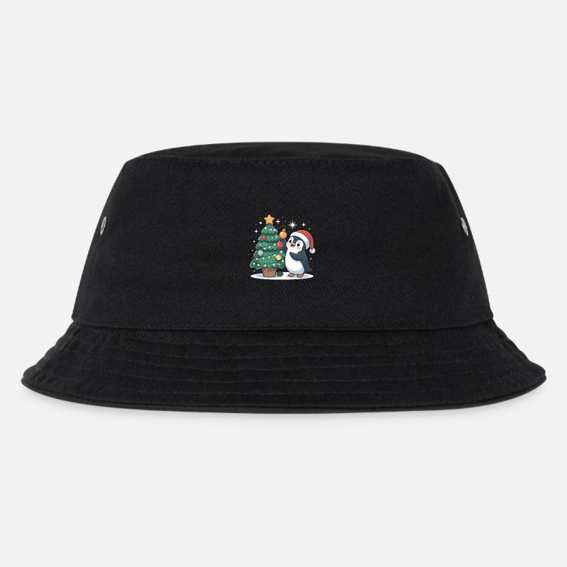 Pinguin schmückt Weihnachtsbaum - Kinder Bucket Hat - Schwarz