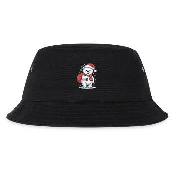 Polar bear with red scarf and cap - Kids’ Bucket Hat - black - Front