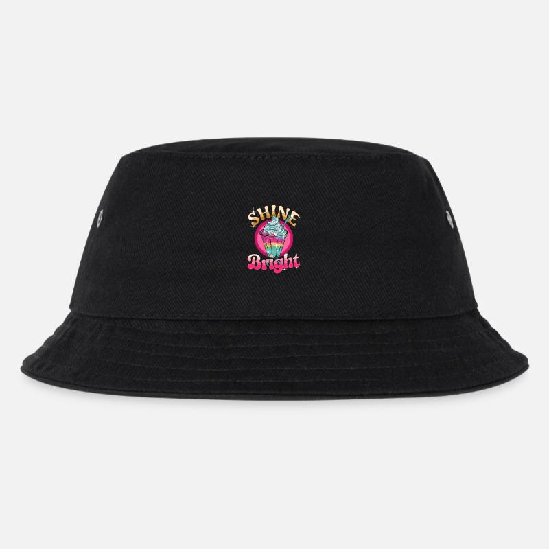  Shine Bright Bunter Eisbecher Regenbogen Dessert - Kinder Bucket Hat - Schwarz