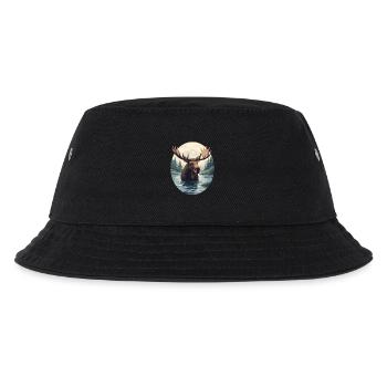 Elchillustration in Bergfluss-Landschaft - Kinder Bucket Hat - Schwarz - Vorne
