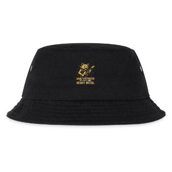 Katze Musik Heavy Metal Katzen Geschenkidee Lustig - Kinder Bucket Hat - Schwarz - Vorne