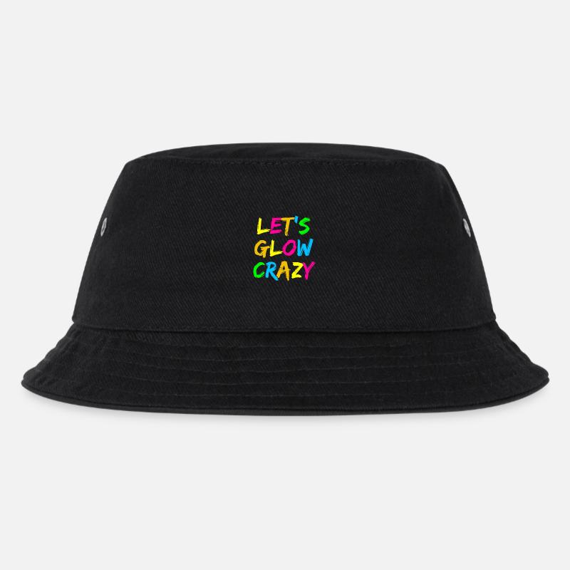 Let’s Glow Crazy – Neon Party Typography Design - Kinder Bucket Hat - Schwarz