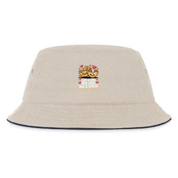 Mac & Cheese Liebhaberin - Kawaii Design - Kinder Bucket Hat - Natur/Navy - Vorne