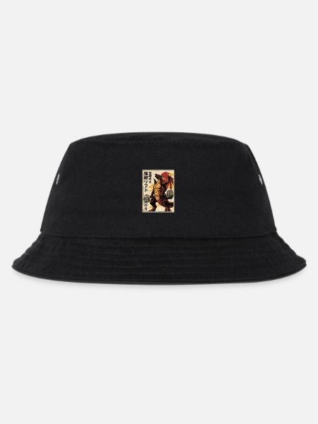 Kaiju Deadlift Dragon Japanese Monster Fitness Gym - Kids’ Bucket Hat - black