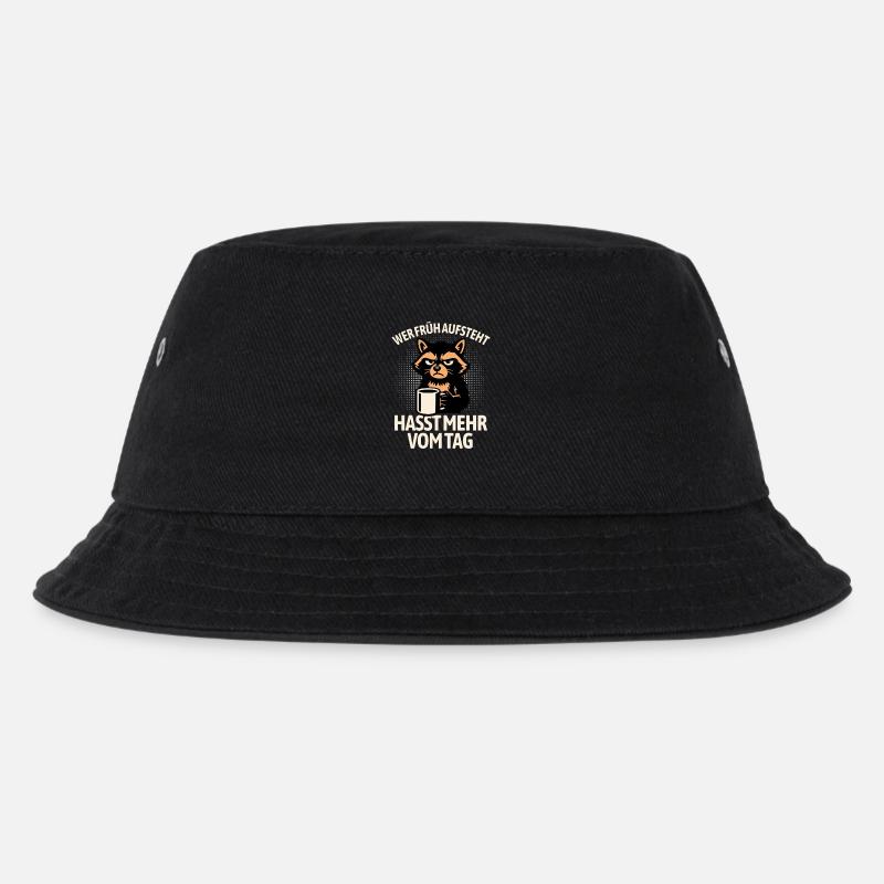 Waschbär - Wer früh aufsteht hasst mehr vom Tag - Kinder Bucket Hat - Schwarz