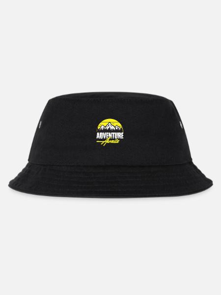 Abenteuer wartet Berglandschaft Neon - Kinder Bucket Hat - Schwarz