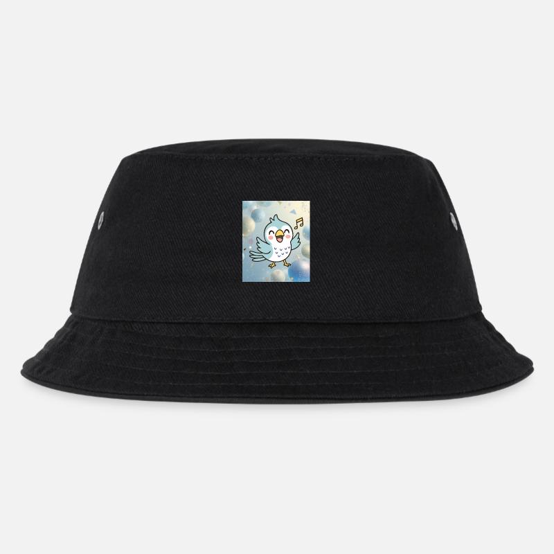 Fröhliches Küken singt zwischen bunten Blasen - Kinder Bucket Hat - Schwarz