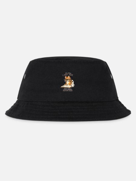I only date fictional characters – reading cat with - Kids’ Bucket Hat - black