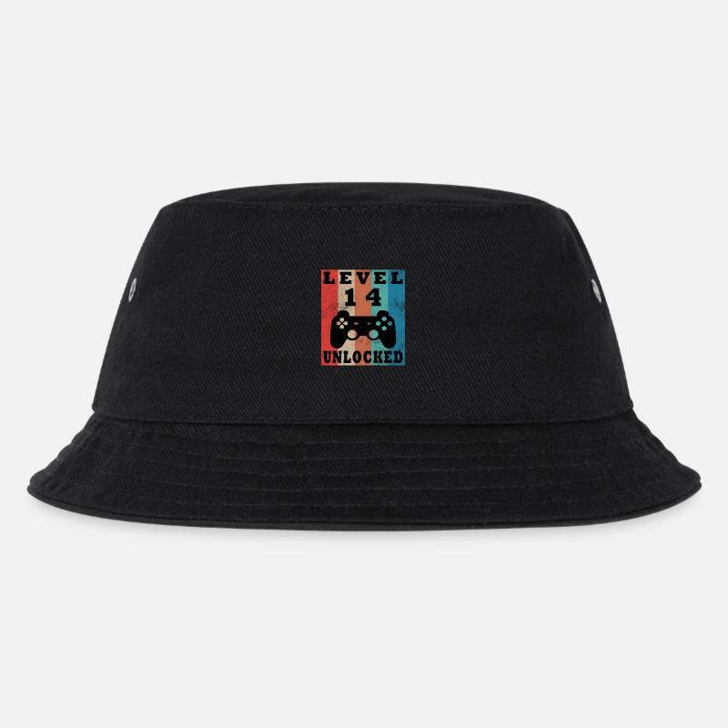 Level 14 Unlocked Gamepad - Kids’ Bucket Hat - black