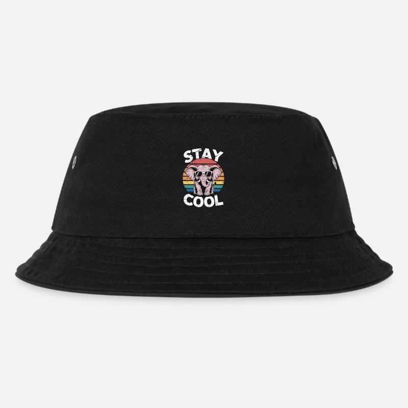 Stay Cool Elefant - Kinder Retro - Kinder Bucket Hat - Schwarz