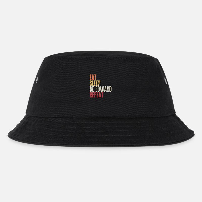 Iss, schlaf Sei Edward, wiederhole Retro-Name - Kinder Bucket Hat - Schwarz