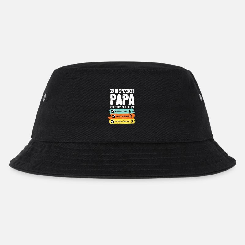 Angler Papa - Bester Papa Checklist - Kinder Bucket Hat - Schwarz