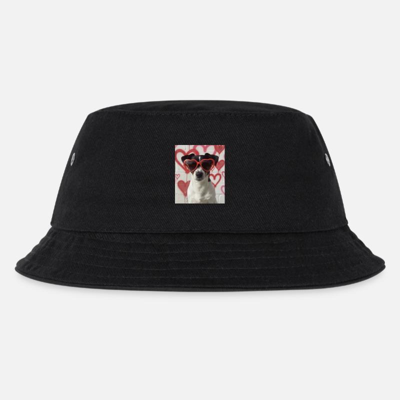 Herzbrille Hund im Graffiti Herz - Kinder Bucket Hat - Schwarz