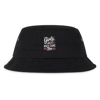 Autorennen Sprüche Mädchen Rennwagen Geschenk - Kinder Bucket Hat - Schwarz - Vorne