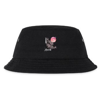 Sakura Mond mit Kirschblüten Glückssymbol - Kinder Bucket Hat - Schwarz - Vorne
