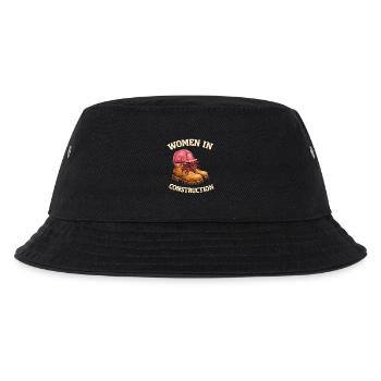Women in Construction Work Boots and Construction Helmet - Kids’ Bucket Hat - black - Front